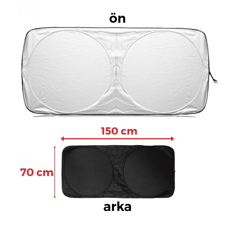 Katlanabilir Araba Ön Cam Güneşlik Metalize Isı Yalıtımlı Yazlık Araba Güneşliği 150x70cm