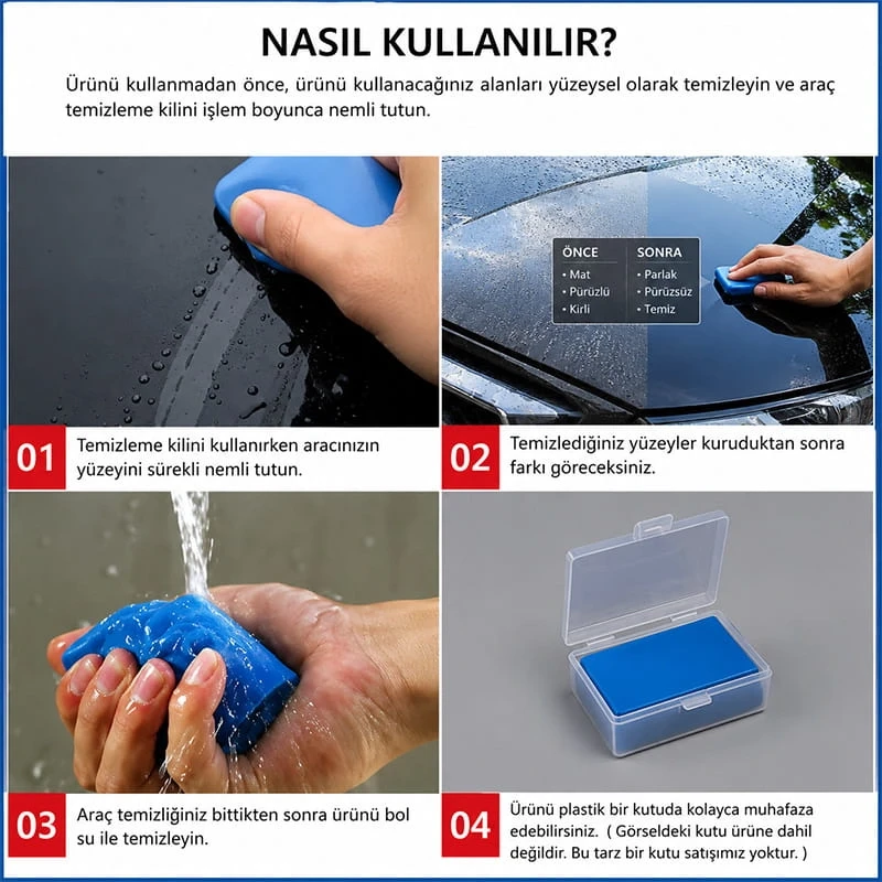 Oto Detay Temizlik Kili Kaporta Cam ve Boya Yüzeyi İçin Kil Temizleyici Kauçuk