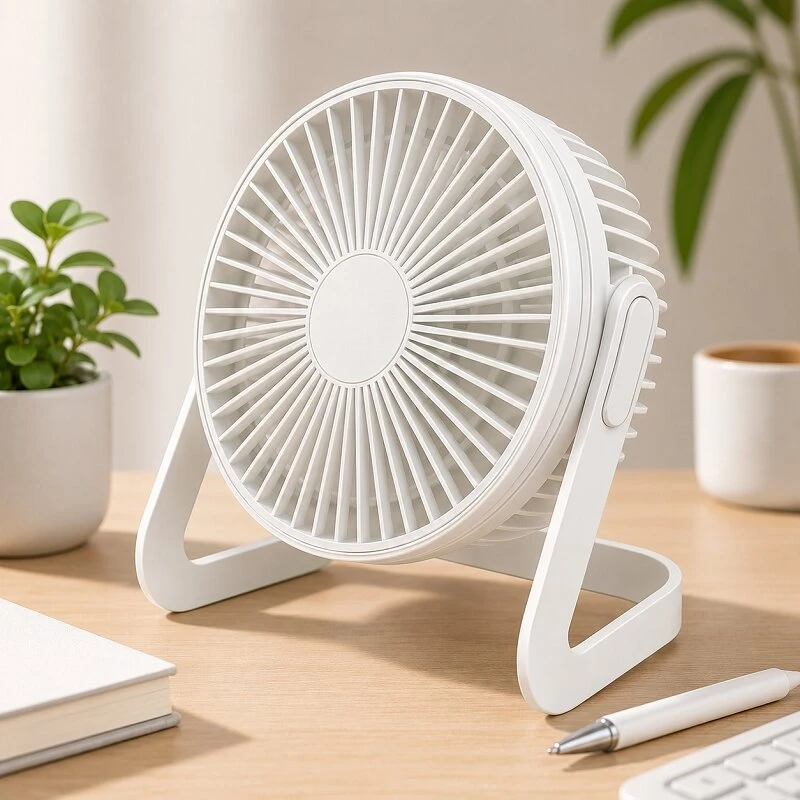 Masaüstü Beyaz USB Fan 360 Derece Dönebilen Masa Fanı Vantilatör Sessiz Çalışma