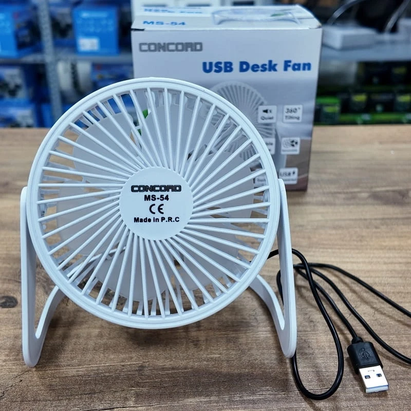 Masaüstü Beyaz USB Fan 360 Derece Dönebilen Masa Fanı Vantilatör Sessiz Çalışma