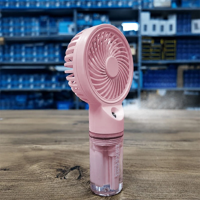 Su Püskürtmeli Su Hazneli Mini El Fanı Şarjlı Soğutucu Vantilatör Pembe