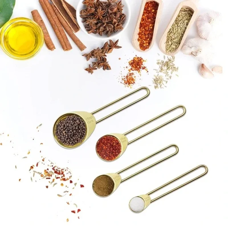 8 Adet Paslanmaz Çelik Ölçü Kaşığı Seti Ölçü Kabı 1.25ml 2.5ml 5ml 15ml 60ml 80ml 125ml 250ml