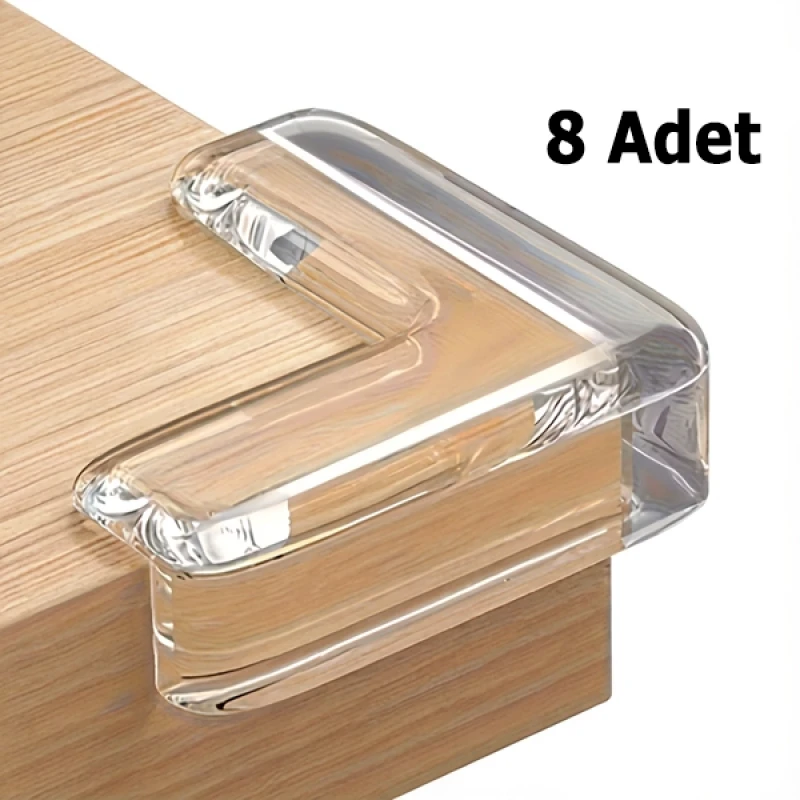 8 Adet Silikon Şeffaf Masa Kenarı Koruma Aparatı