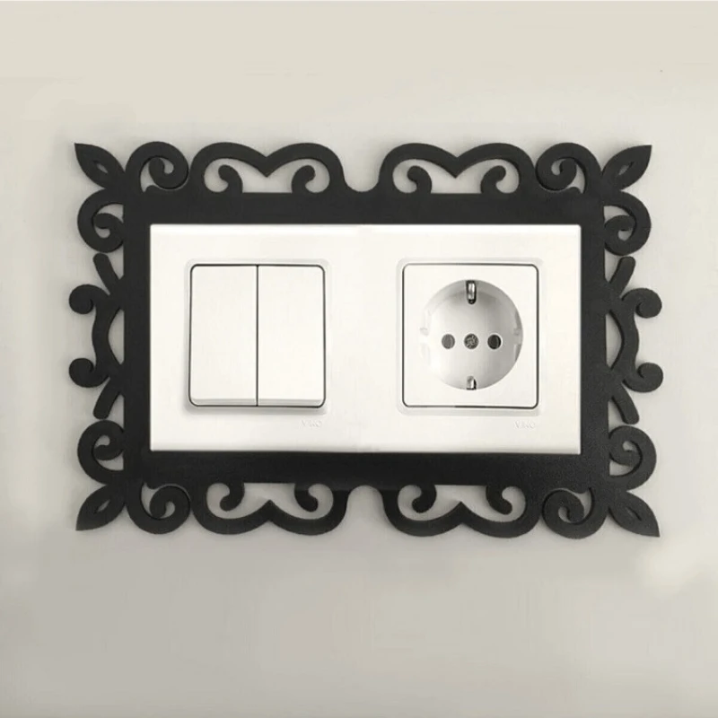 Ahşap Dekoratif Priz Kenarı Süsü Motifli Çiftli