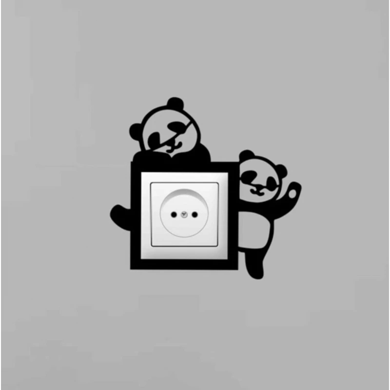 Ahşap Dekoratif Priz Kenarı Süsü Pandalı