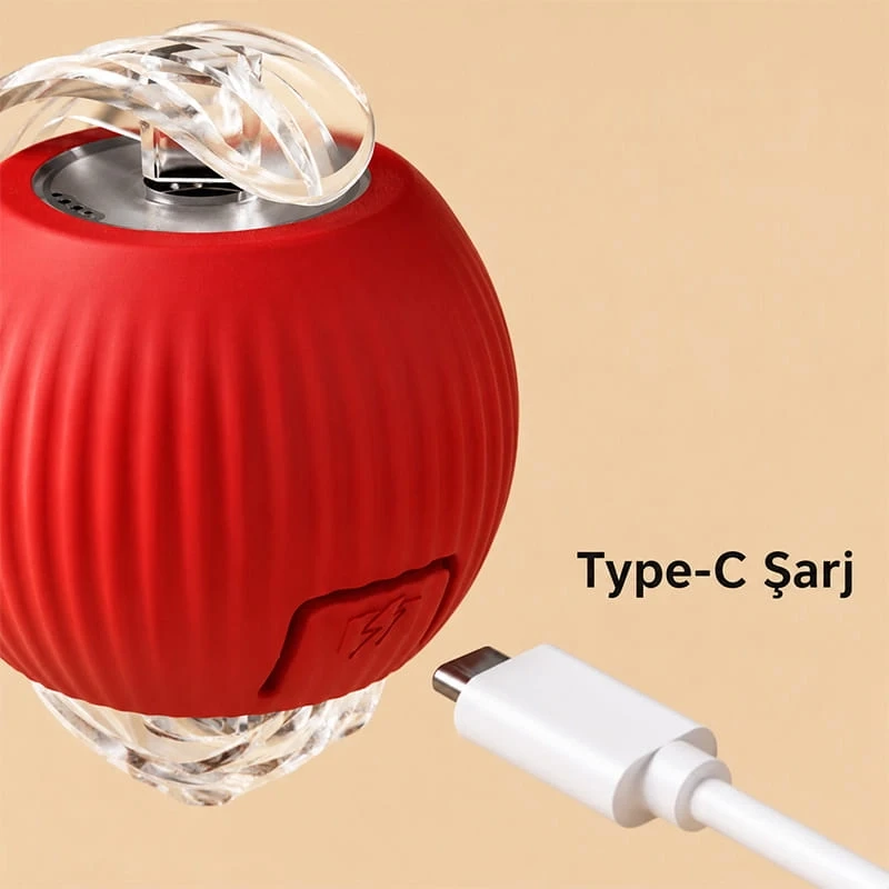 Akıllı Kedi Oyuncağı Otomatik Yuvarlanan Hareketli Top USB Şarjlı LED Işıklı 3 Modlu