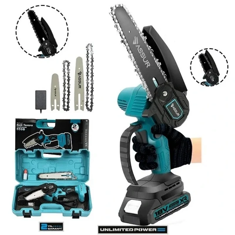 Assur 18V Çift Akülü Ağaç Odun Dal Budama Testeresi