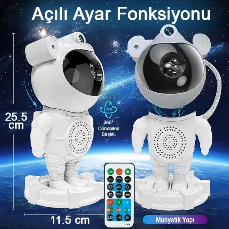 Astronot Yıldızlı Galaksi Projektör Gece Lambası
