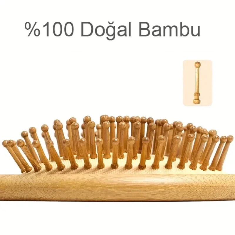 Bambu Dişli Saç Fırçası Bambu Saç Tarağı