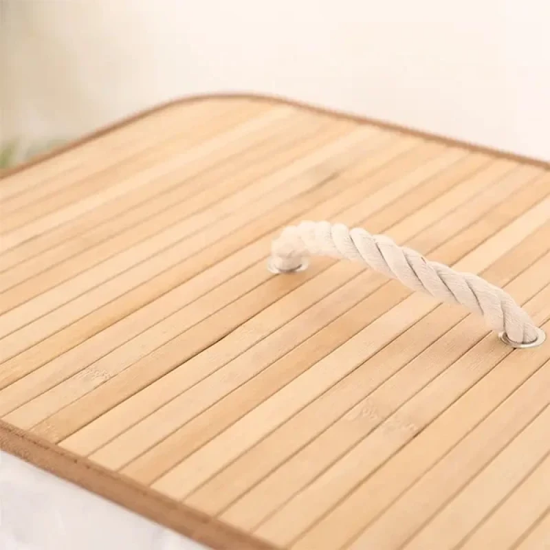 Bambu Natürel Çift Hazneli Çamaşır Sepeti 2 Li Kirli Sepeti