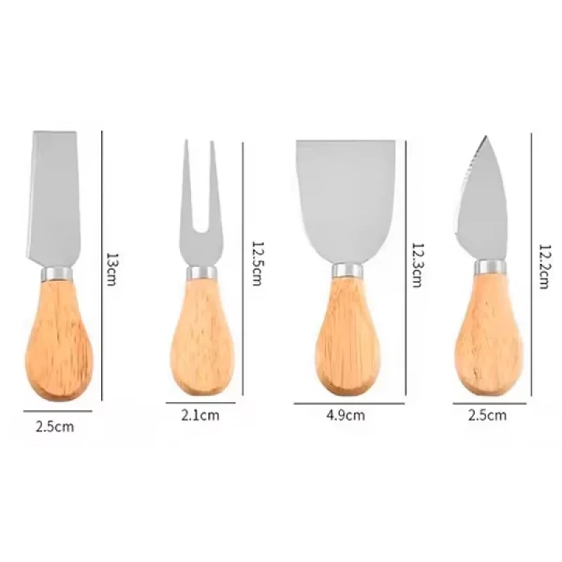 Bambu Saplı 4 Lü Çelik Peynir Bıçağı Seti