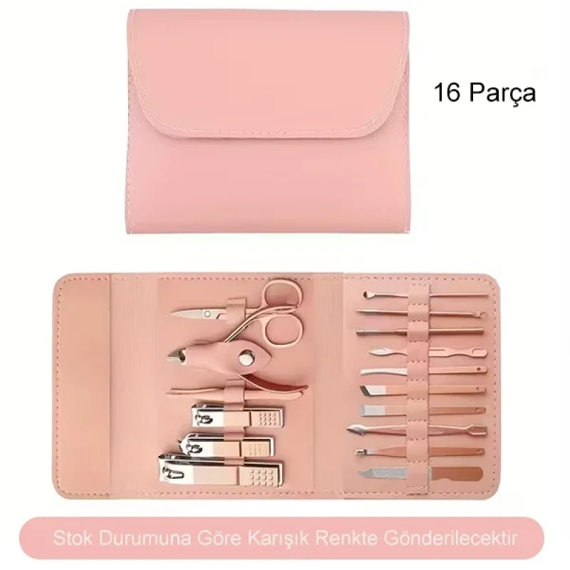 Çantalı Seyahat Tipi 16 Parça Manikür Pedikür Seti