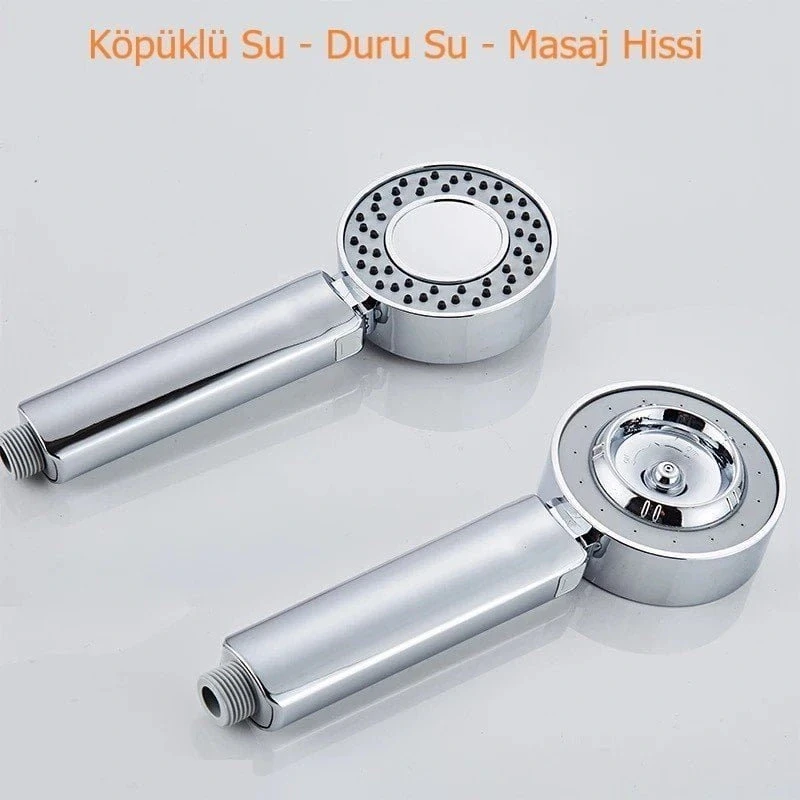 Çift Taraflı 3 Fonksiyonlu Duş Başlığı Köpüklü Su Özelliği