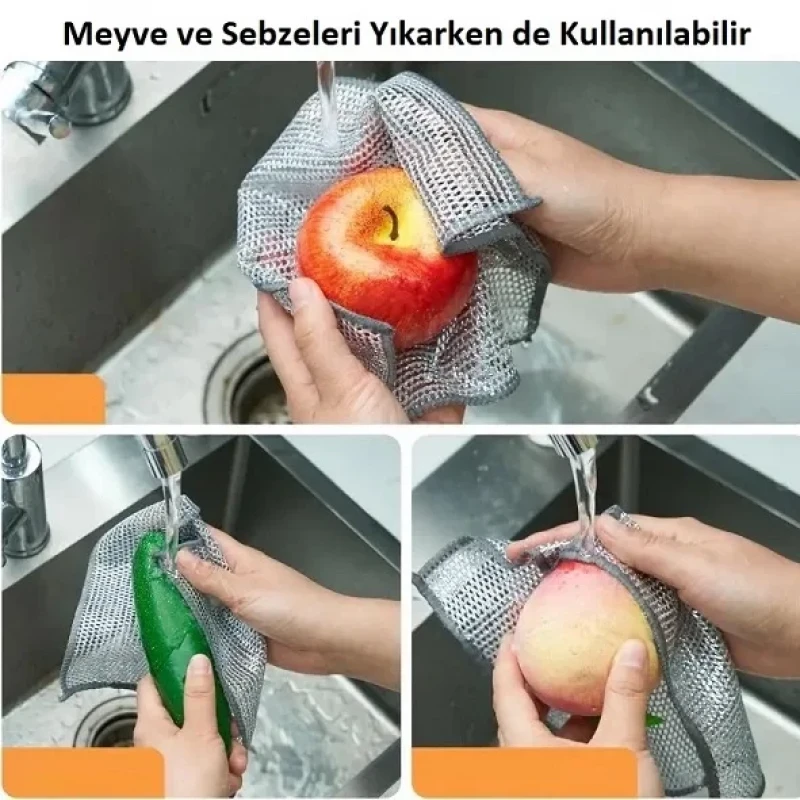 Çizmez Tel Bulaşık Bezi Ovalama Bezi 6 Adet