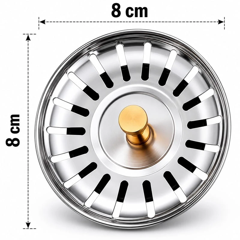 Çöpmak Süzgeç Mutfak Lavabo Sifon Gider Metal Tıpa Süzgeci 8 cm