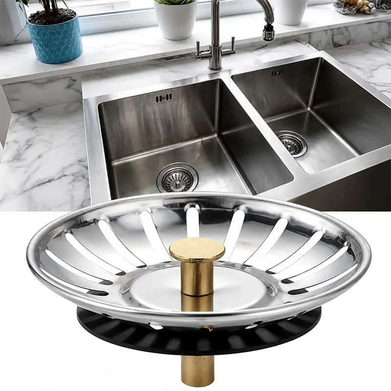Çöpmak Süzgeç Mutfak Lavabo Sifon Gider Metal Tıpa Süzgeci 8 cm