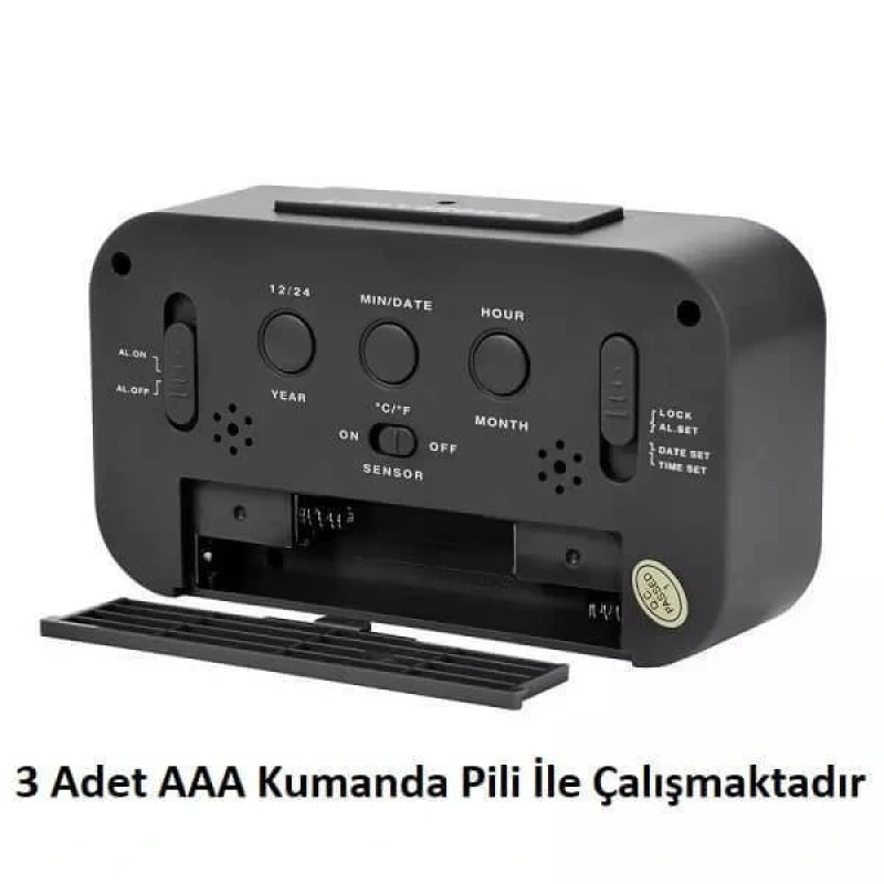 Dijital Masa Saati Işık Sensör Termometre Alarm