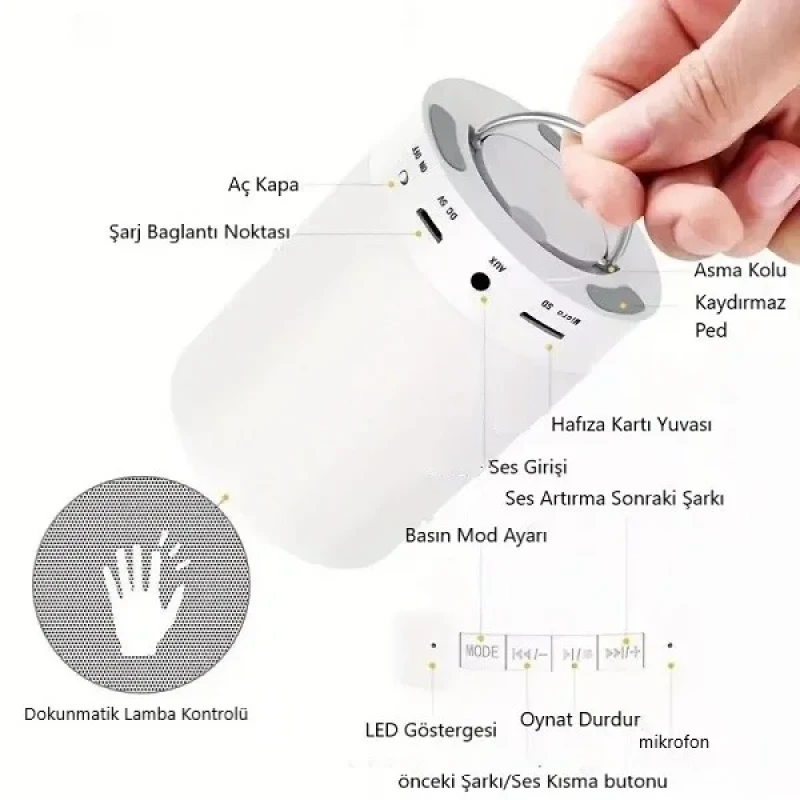 Dokunmatik Rgb Masa Lambası Bluetooth Hoparlör