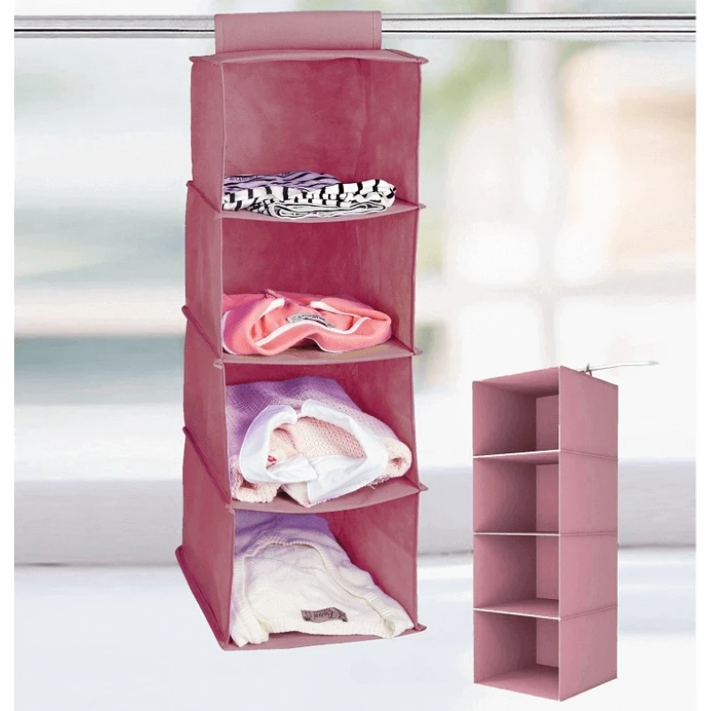 Dolap İçi Düzenleyici 4 Gözlü Pembe