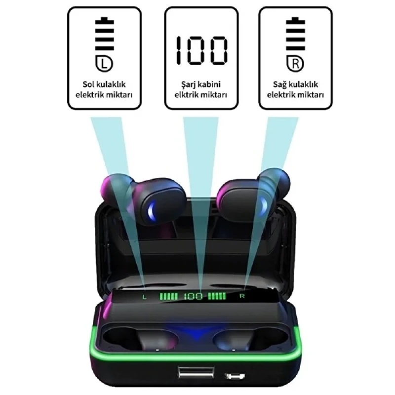 E10 Oyuncu Kablosuz Bluetooth Kulaklık Rgb Led Işıklı 5.1 Wireless