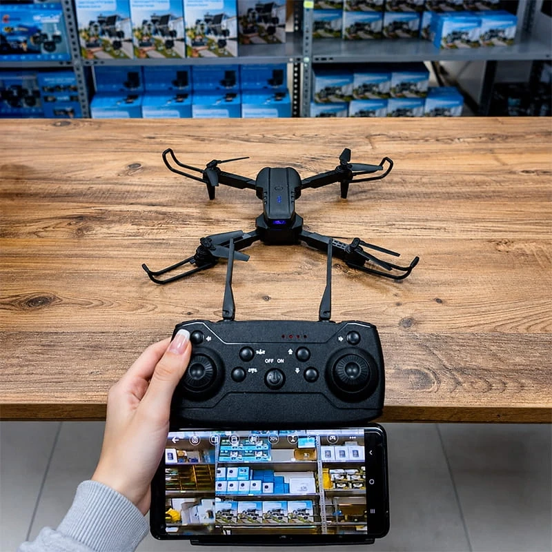 E99 V2 Katlanabilir 1080P Kameralı Drone Taşıma Çantalı Taklacı Tek Tuş Kalkış İniş Özellikli
