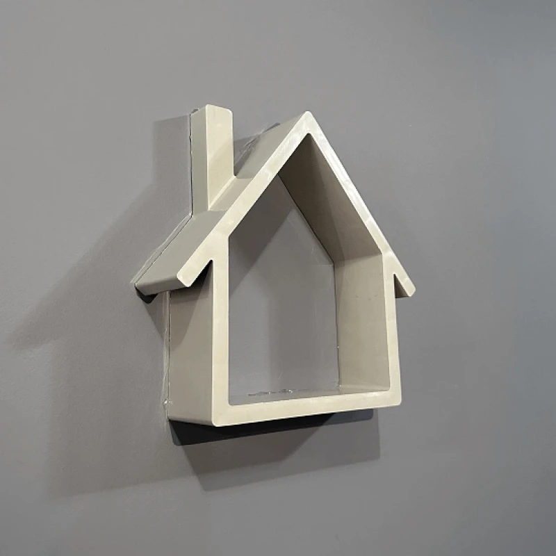 Ev Şekilli Dekoratif Duvar Rafı Gri