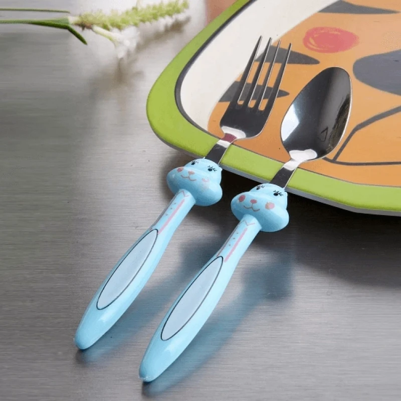 Figürlü Mama Çatal Kaşık Mavi