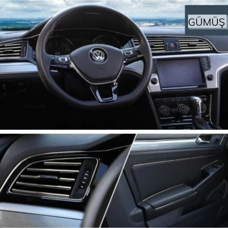 Gümüş Araba Oto Trim Dekorasyon Şeridi 5 mt
