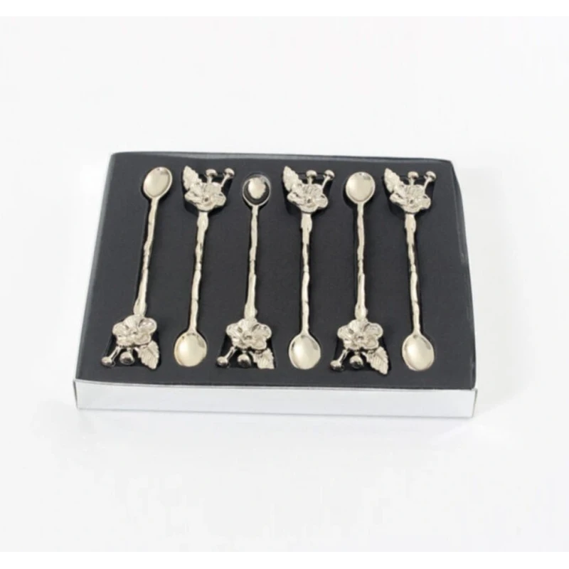 Gümüş Çiçek 6 Lı Çay Kaşığı Gümüş