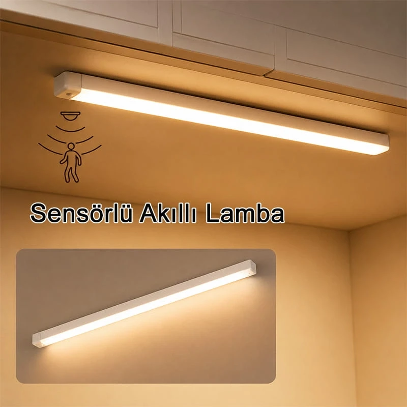 Gün Işığı Hareket Sensörlü Lamba Merdiven Dolap Çalışma Masası Mutfak Lambası Şarjlı Usb Led Lamba