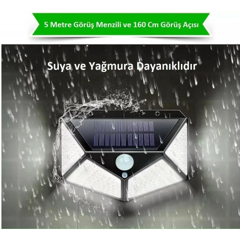Hareket Sensörlü 100 Led Solar Bahçe Lambası