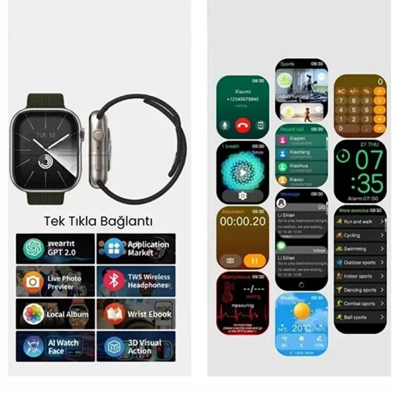 HK Pro Plus Yapay Zekalı Akıllı Saat Çift Kordon