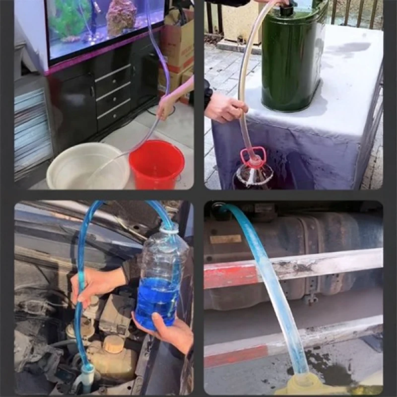 Hortumlu Sıvı Aktarma Aparatı 150 cm Bilyeli Çek Valf Özellikli Otomatik Sıvı Aktarımı