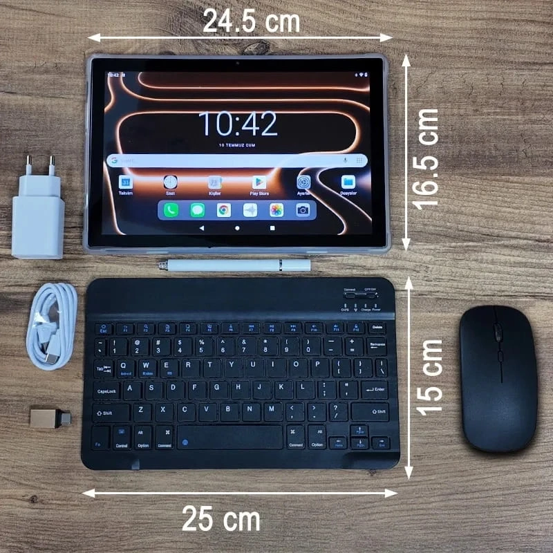 i7 Pro Max Tablet 1 TB Depolama 16 GB Ram Kablosuz Klavye Mouse Kılıf Hediyeli 10.1 inc Tablet