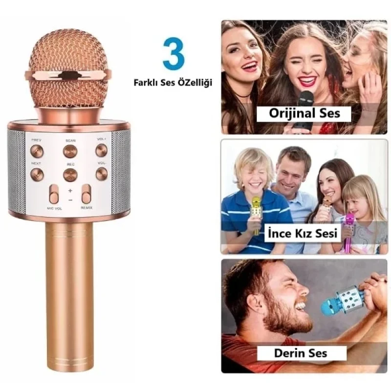 Karaoke Bluetooth Mikrofon Speaker Rose Gold