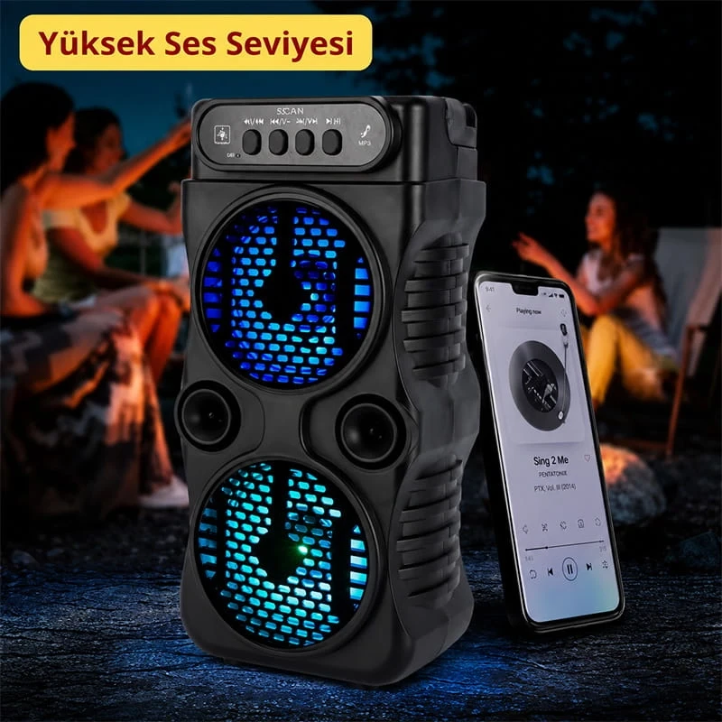 Karaoke Mikrofonlu Çift Kat Ekstra Bass Fm Sd Bluetooth Hoparlör