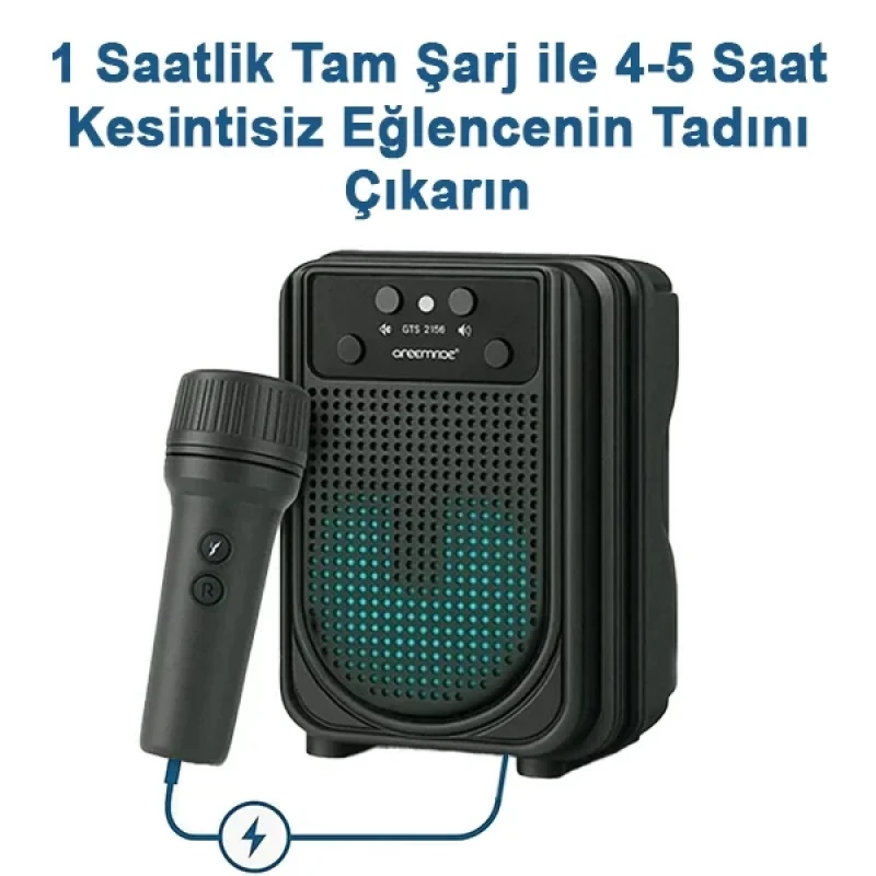 Karaoke Mikrofonlu Dinamik Ses Taşınabilir Bluetooth 3 İnç Hoparlör