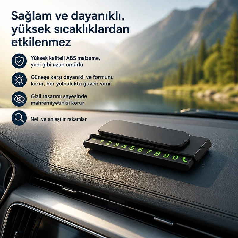 Kayar Kapaklı Aç Kapa Araç Torpido Üstü Fosforlu Numaratör Park Numaratörü