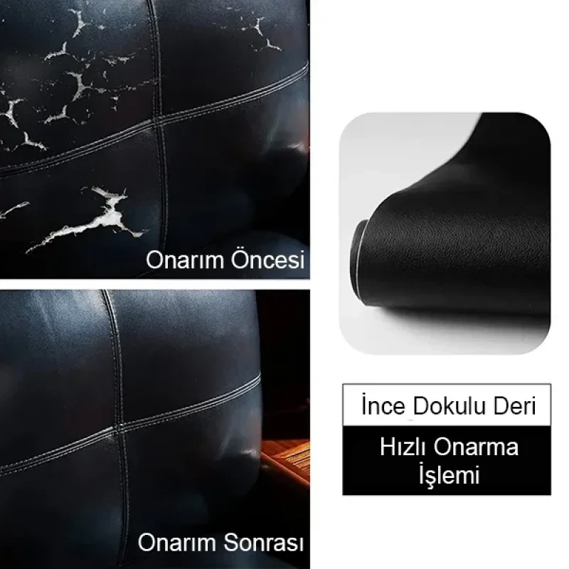 Kendinden Yapışkanlı Deri Döşeme Deri Tamir Kiti Siyah 100 Cm x 50 Cm