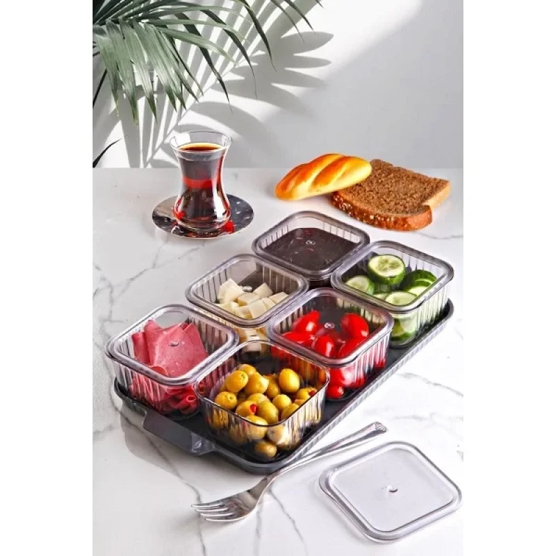 Kitchen Soft Tepsili Lüx 6 Bölmeli Kahvaltılık Seti