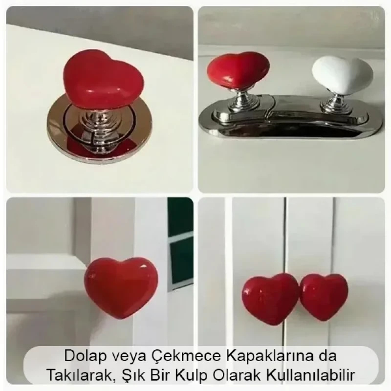 Klozet Basma Buton Düğmesi Kalp Klozet Kapağı Kulpu Sifon Kulpu