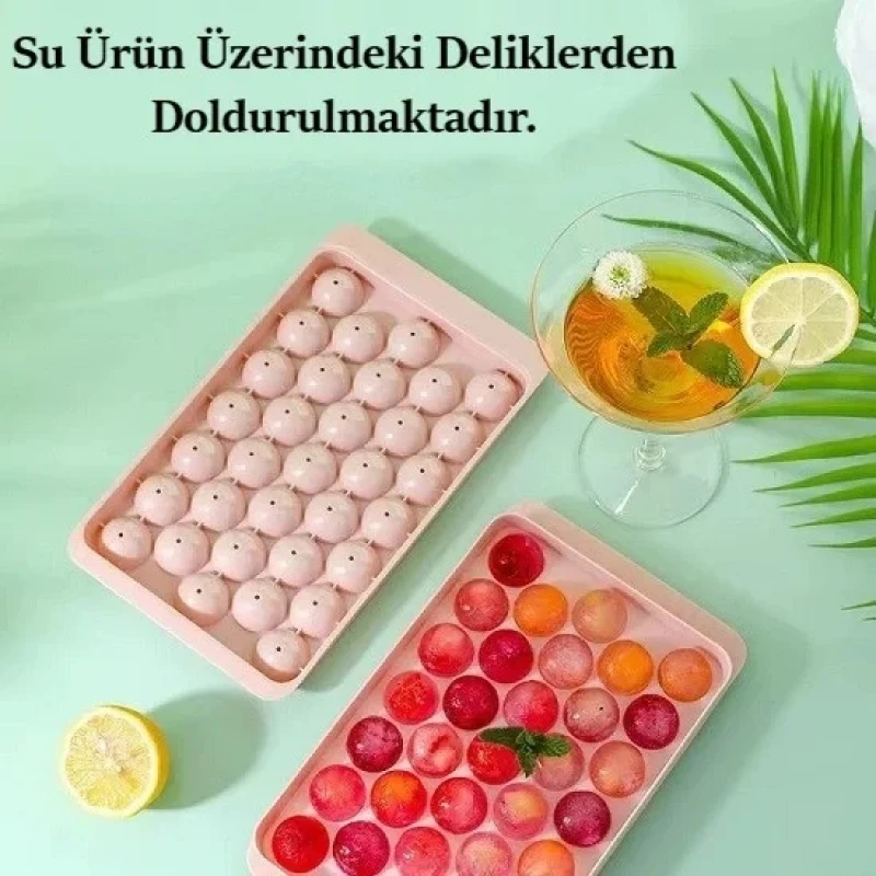 Küre Buz Kalıbı 33 Lü Kapaklı Kokteyl Buz Kalıbı
