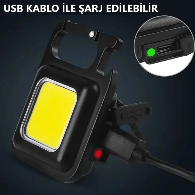 Led Anahtarlıklı Şarjlı El Feneri 4 Fonksiyonlu