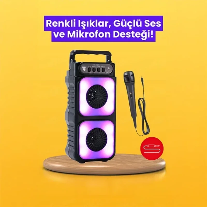 Mikrofonlu Ekstra Bass Fm Sd Bluetooth Hoparlör
