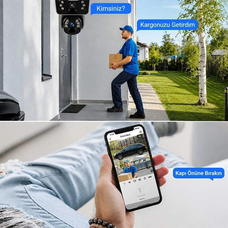 O-Kam 3815 4G SIM Kartlı 1 Yıl İnternet Hediyeli 360 Dönebilen Ultra HD Çift Lens Güneş Panelli Solar Güneş Enerjili Sirenli Güvenlik Kamerası