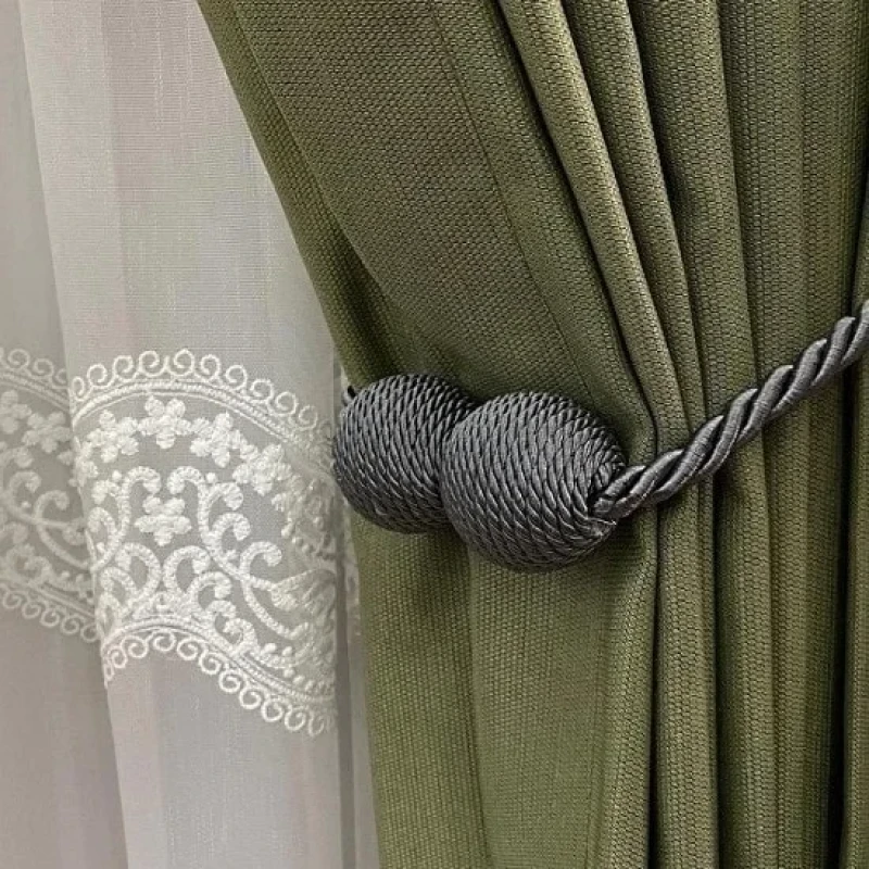 Örgülü Mıknatıslı Perde Mandalı Tokası Gri