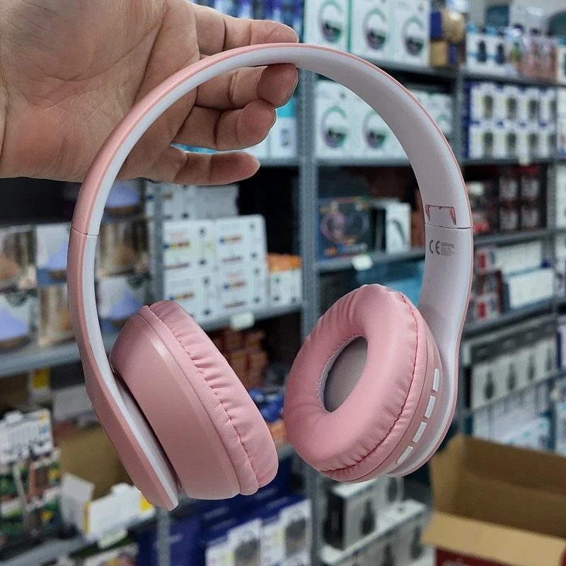 P68 Kafaüstü Bluetooth Kulaklık Kablosuz Stereo Kulaklık Pembe