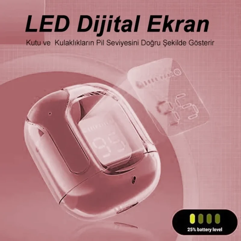Pembe Ultrapods Max Kablosuz Bluetooth Kulaklık Tws 5.3
