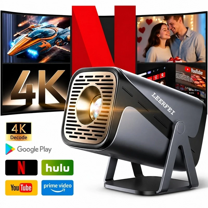 Q320 Taşınabilir Projeksiyon Android 11 Wifi Destekli Akıllı Sinema Projektör 4K Ultra Hd