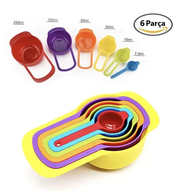 Renkli Ölçü Kaşığı 6 Lı Set